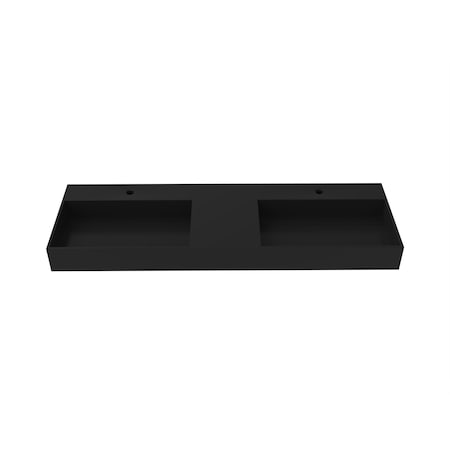 Castello Usa Juniper 60 in Solid Surface Wall-Mounted Bathroom Sink in Black CB-GM-2056-60-B